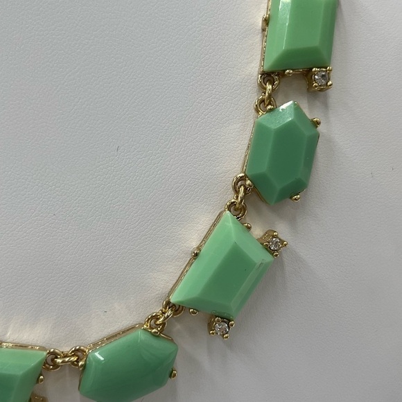 J. Crew Necklace Green Clear Rhinestone Gold Tone Statement Necklace‎ - Picture 10 of 14
